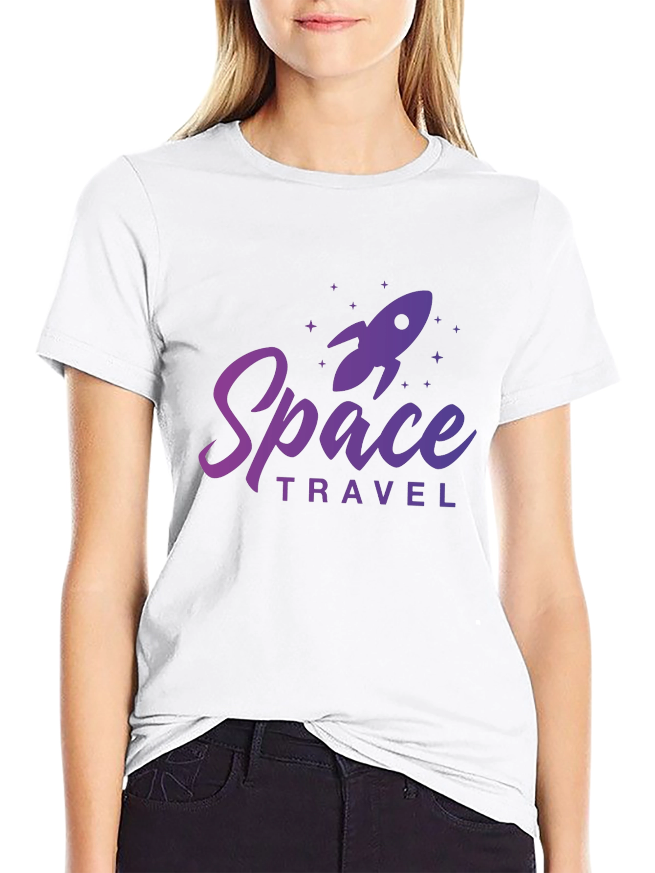 Space Travel Graphic Tee - Black Cotton T-Shirt