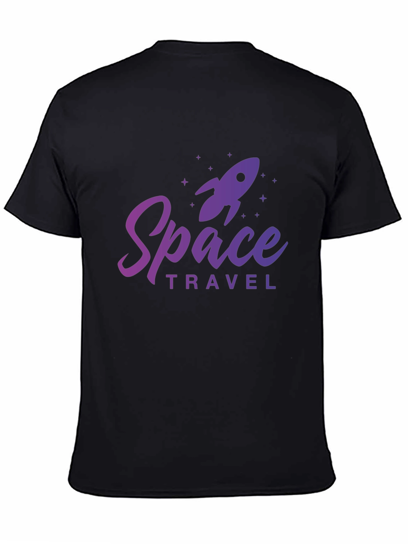 Space Travel Graphic Tee - Black Cotton T-Shirt