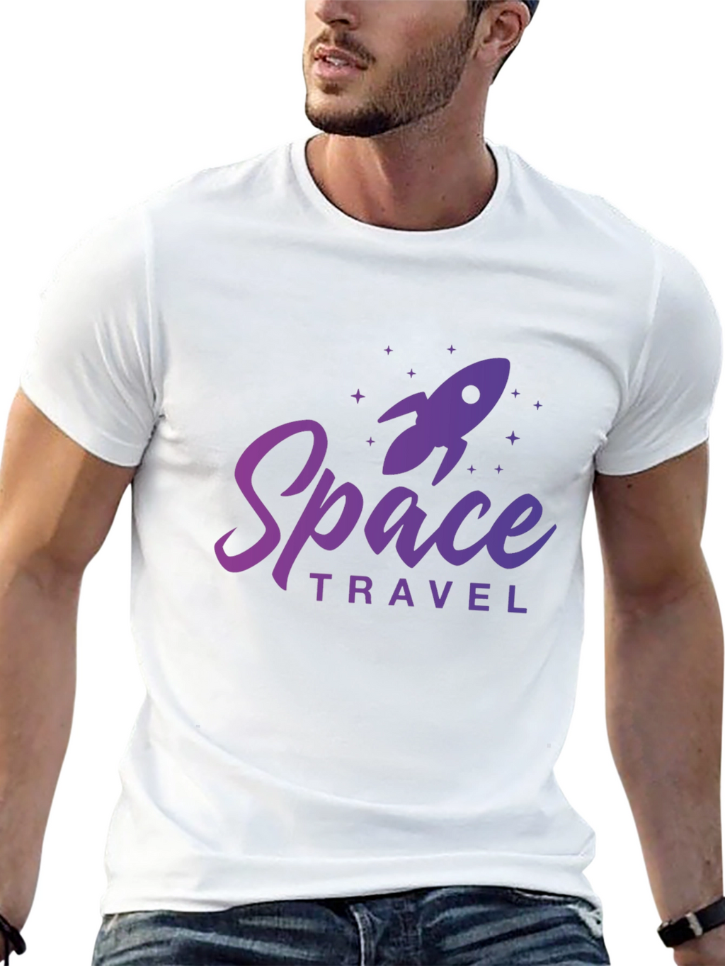 Space Travel Graphic Tee - Black Cotton T-Shirt