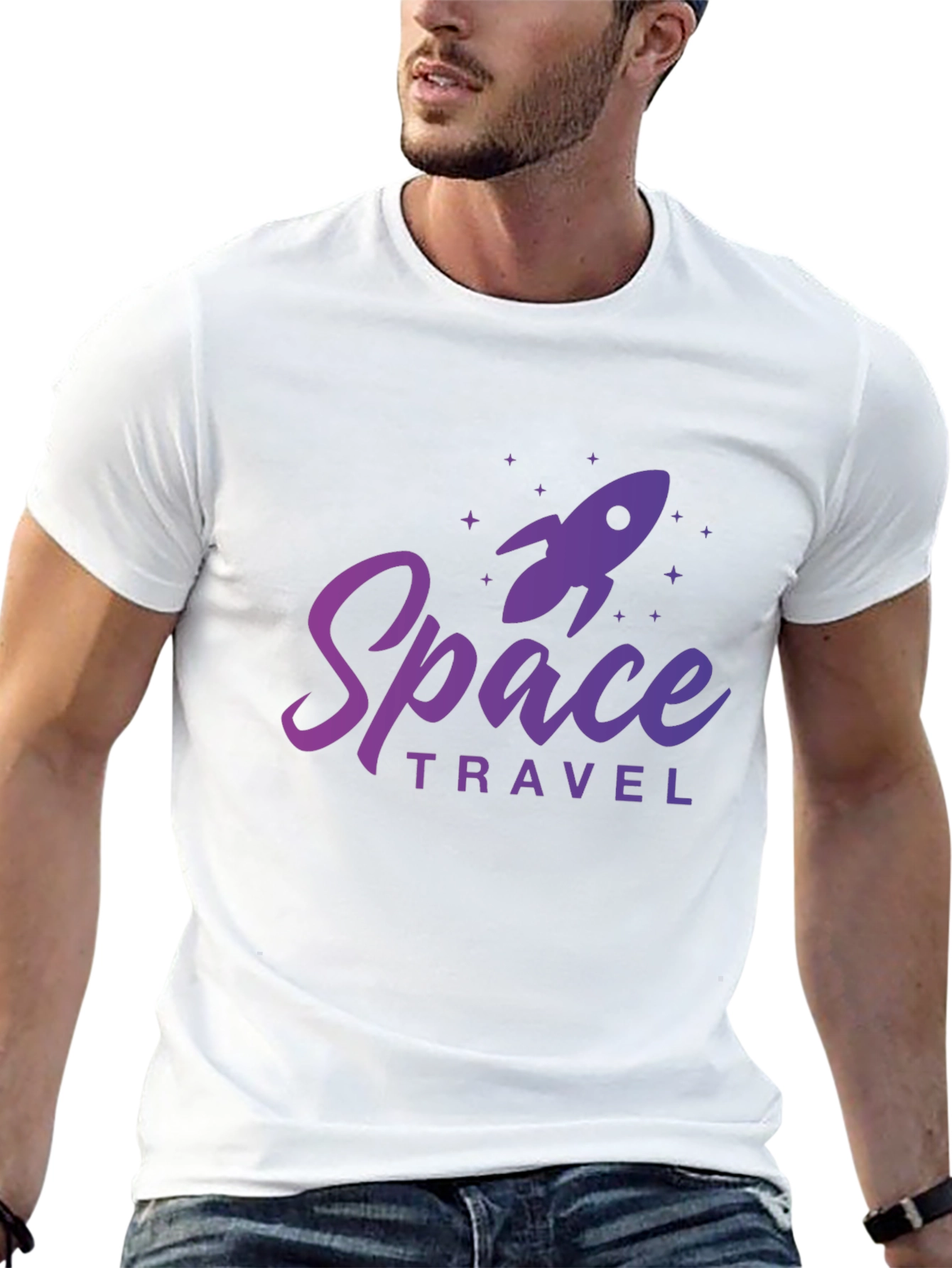 Space Travel Graphic Tee - Black Cotton T-Shirt