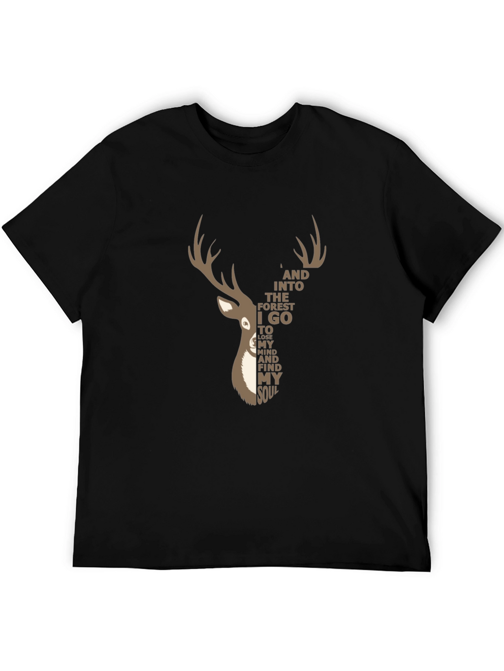 Deer Forest Soul Graphic Tee - Black