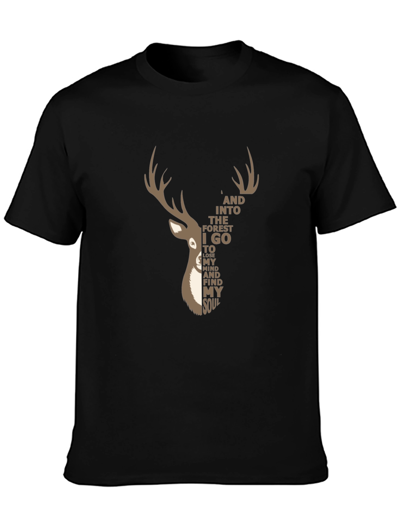 Deer Forest Soul Graphic Tee - Black
