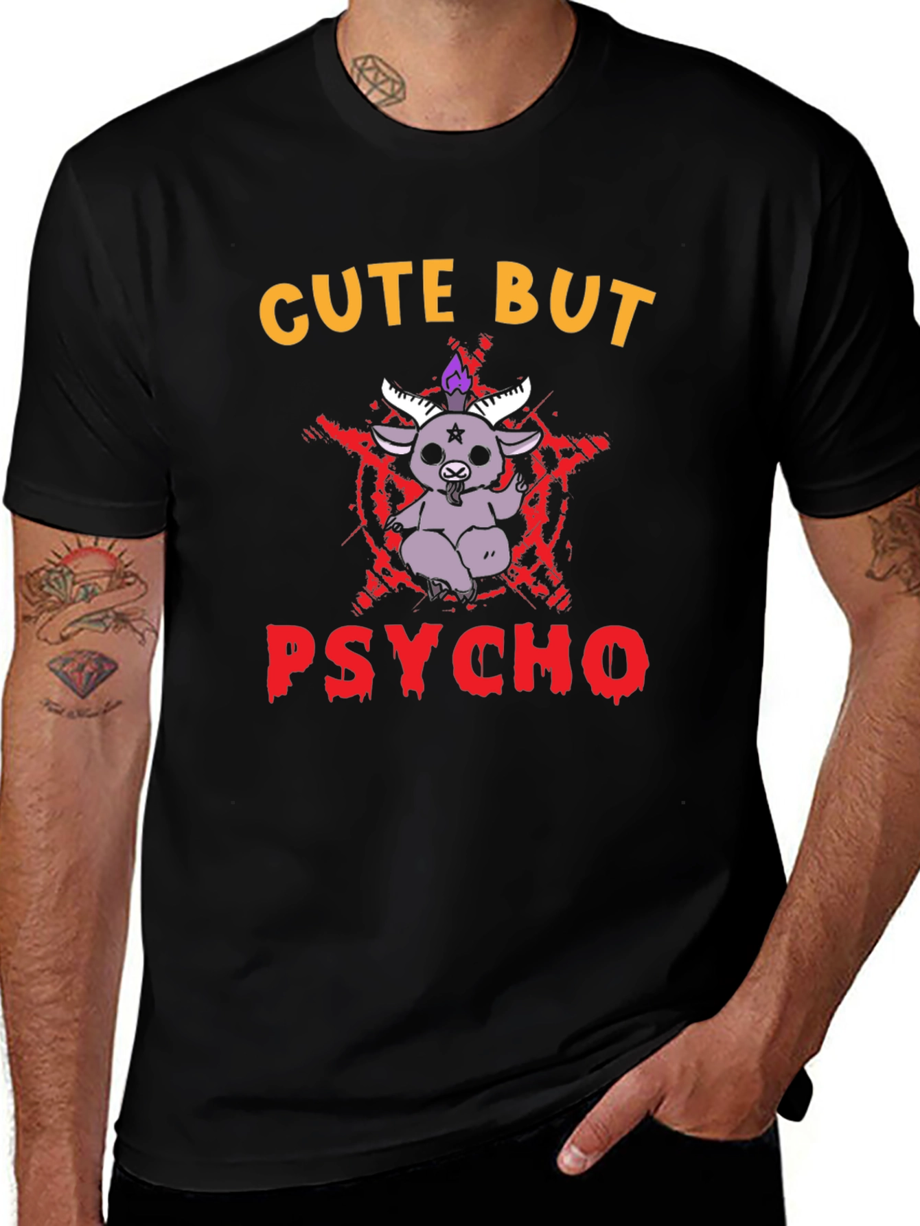Cute But Psycho T-Shirt - Baphomet Graphic Tee
