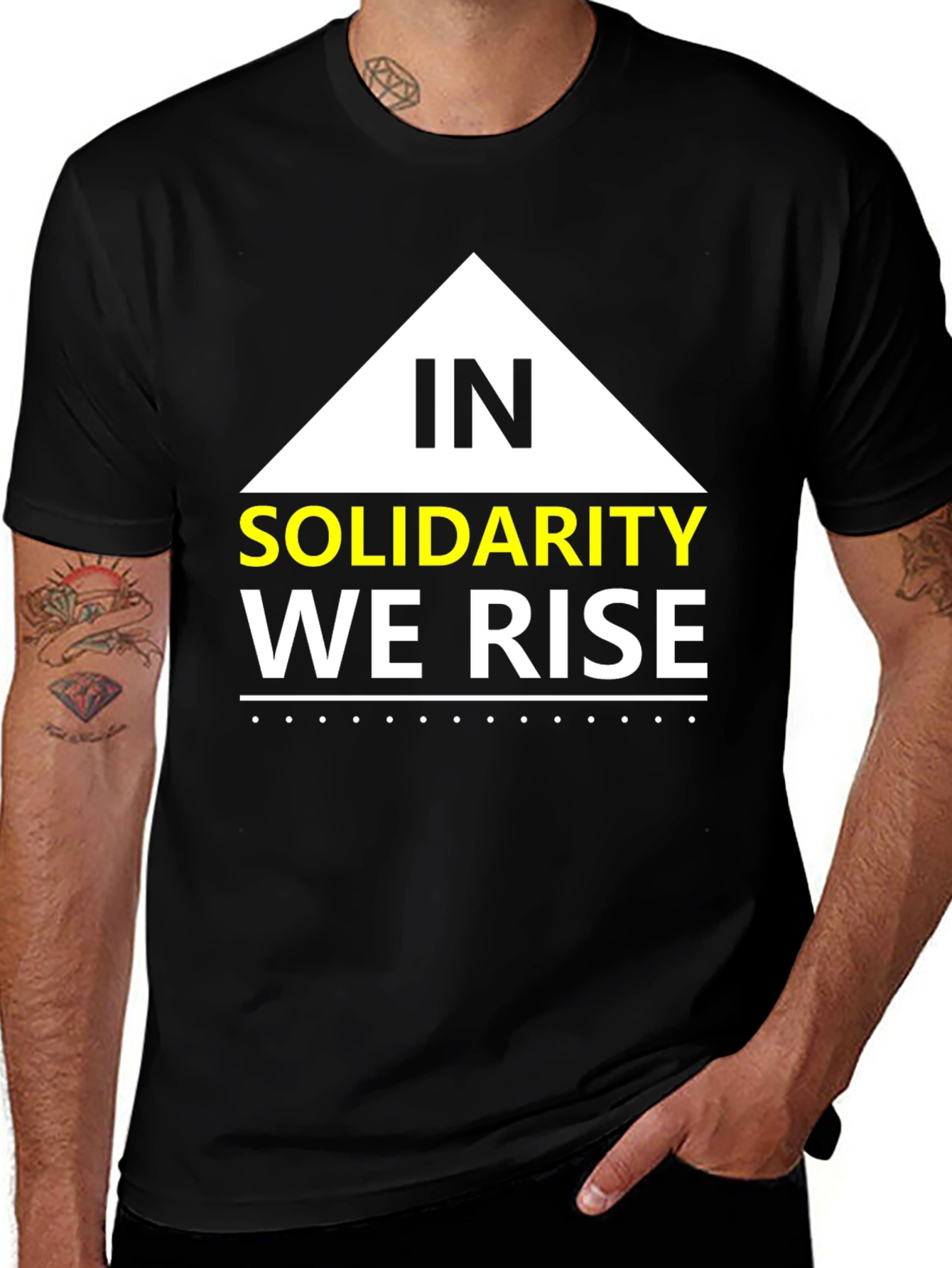Solidarity We Rise Graphic Tee - Black Cotton