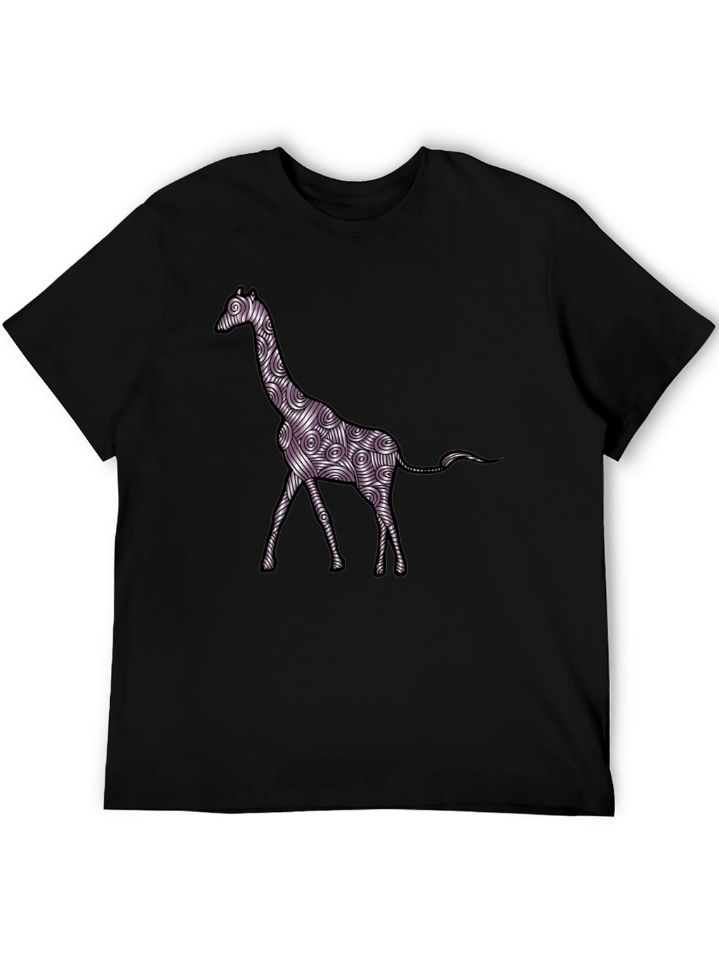 Giraffe Art Mens Black T-Shirt