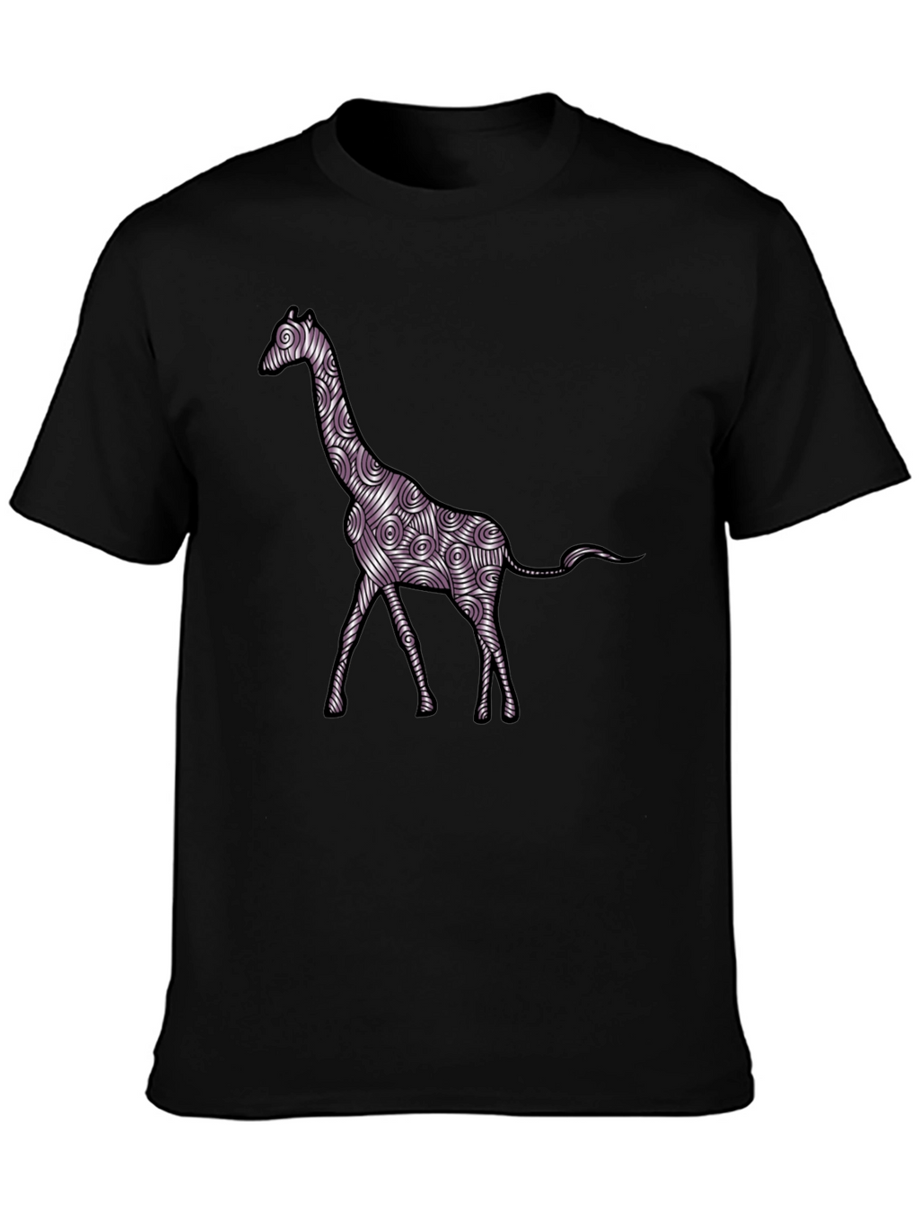 Giraffe Art Mens Black T-Shirt