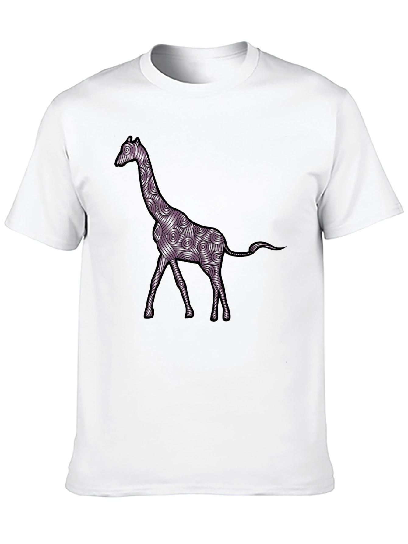 Giraffe Art Mens Black T-Shirt