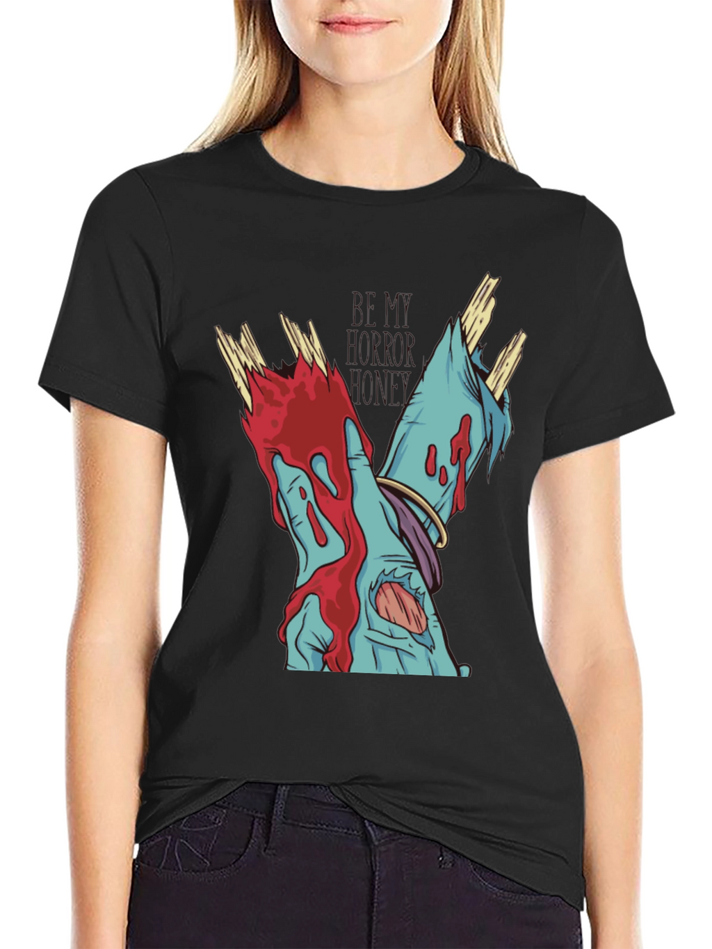 Zombie Hands Graphic Tee - Black Cotton T-Shirt