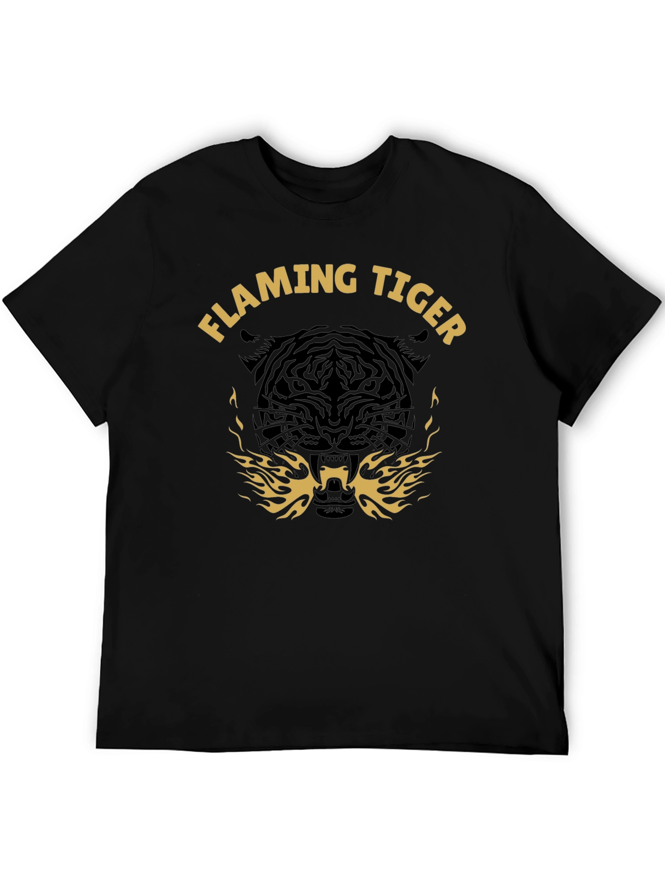Flaming Tiger Graphic T-Shirt - Bold Black Tee