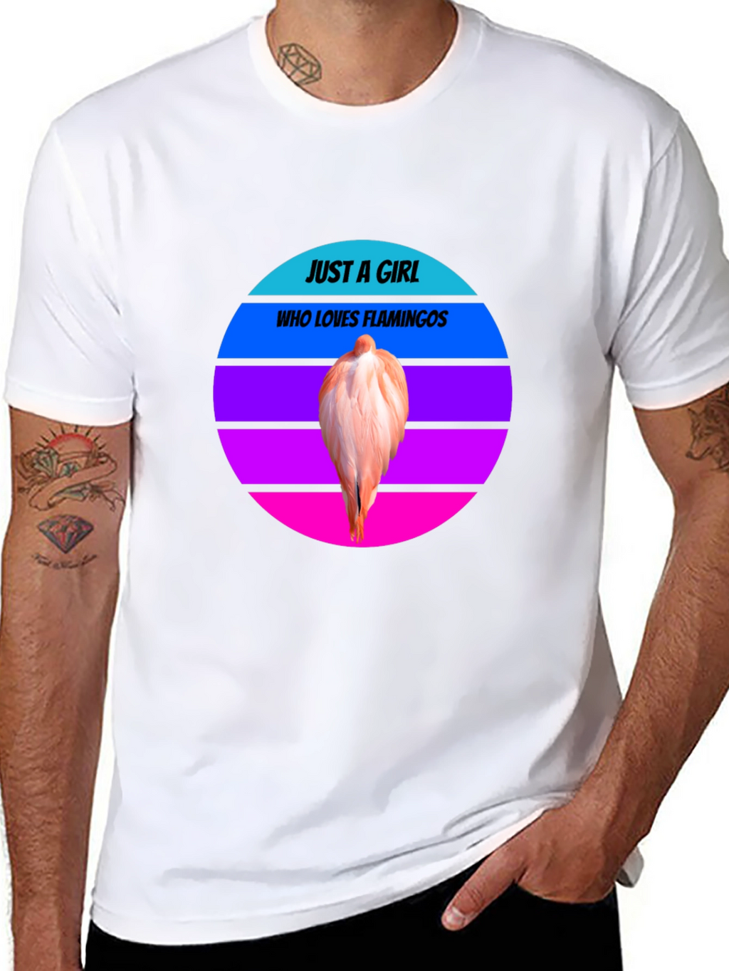 Just A Girl Who Loves Flamingos Black Tee