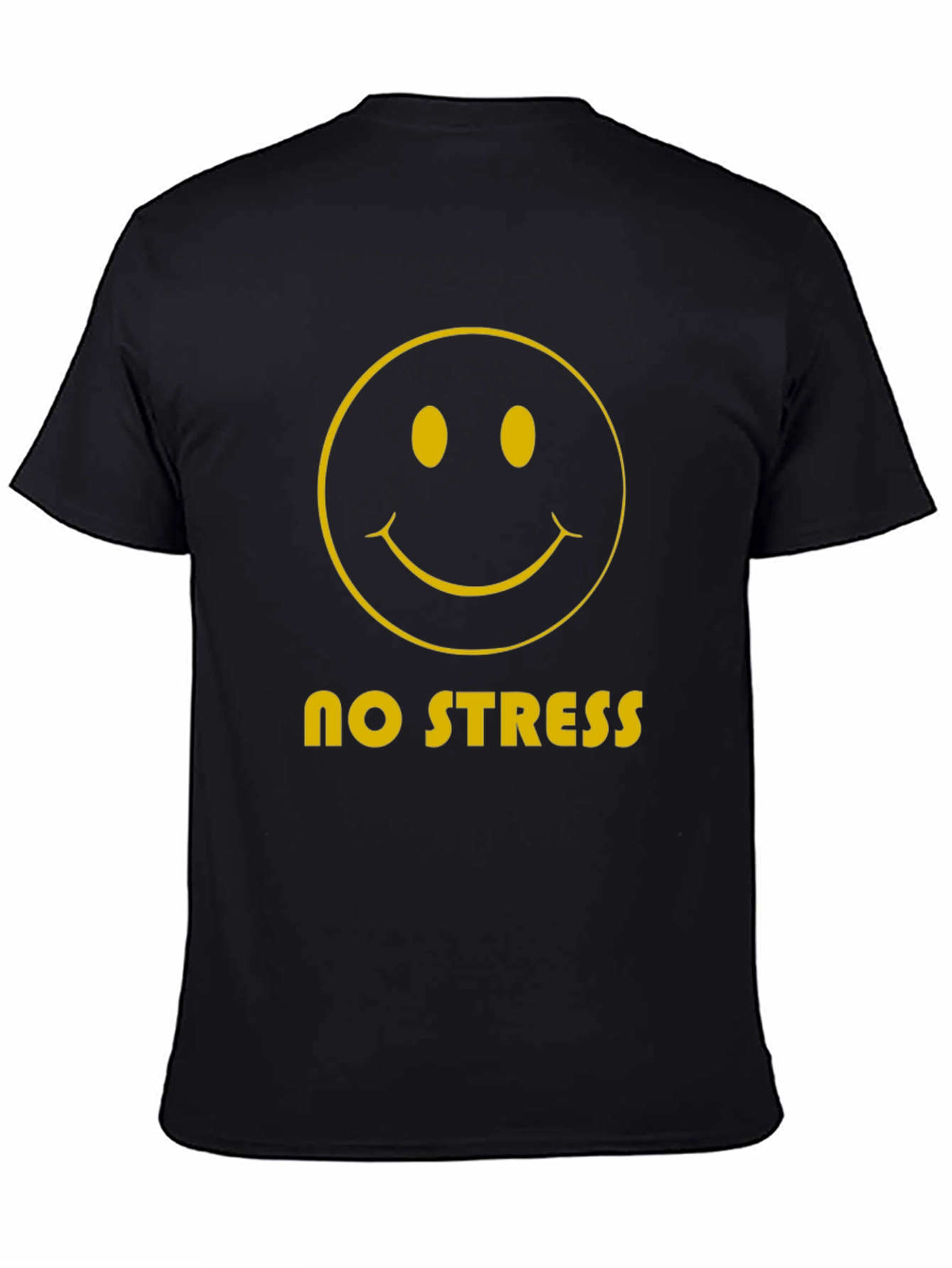 No Stress Smiley Face Graphic Tee - Black
