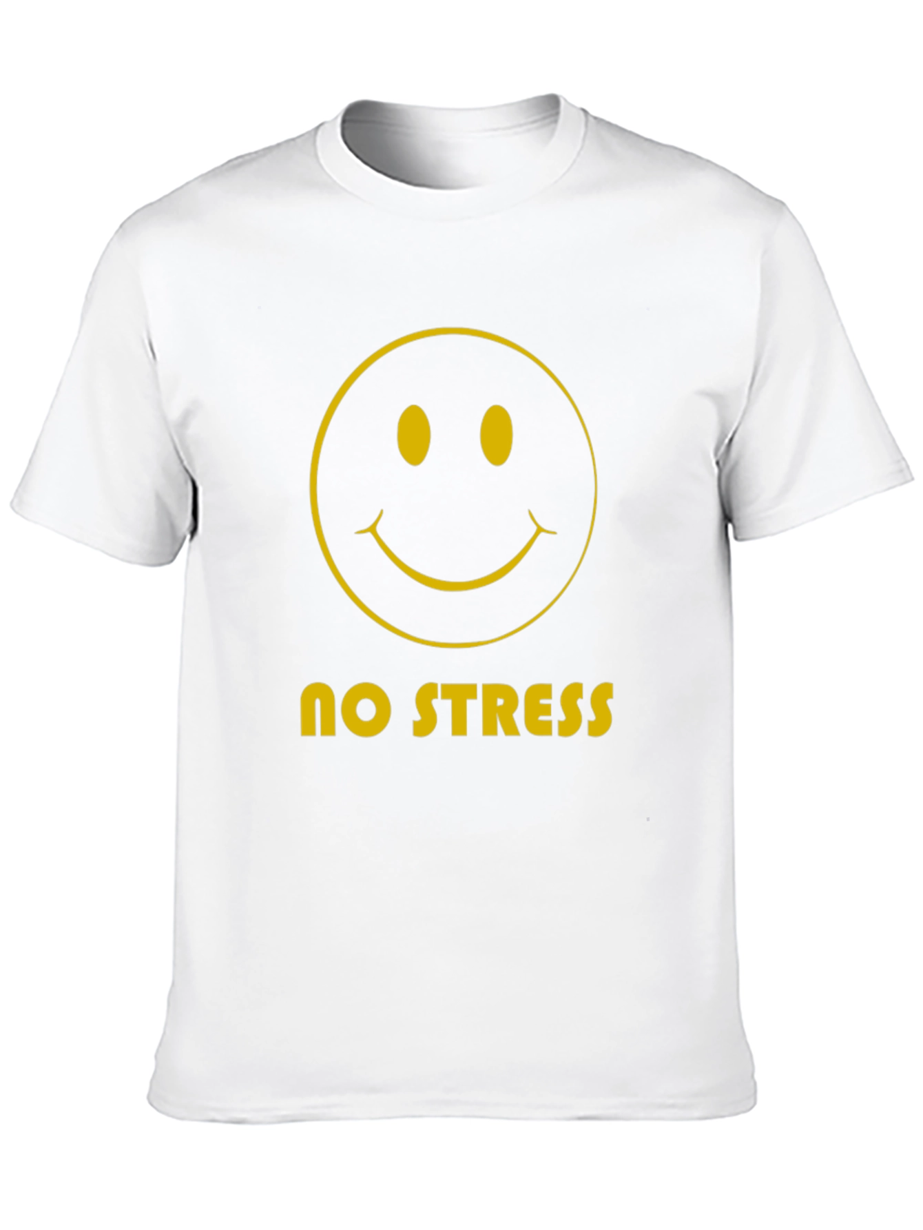 No Stress Smiley Face Graphic Tee - Black