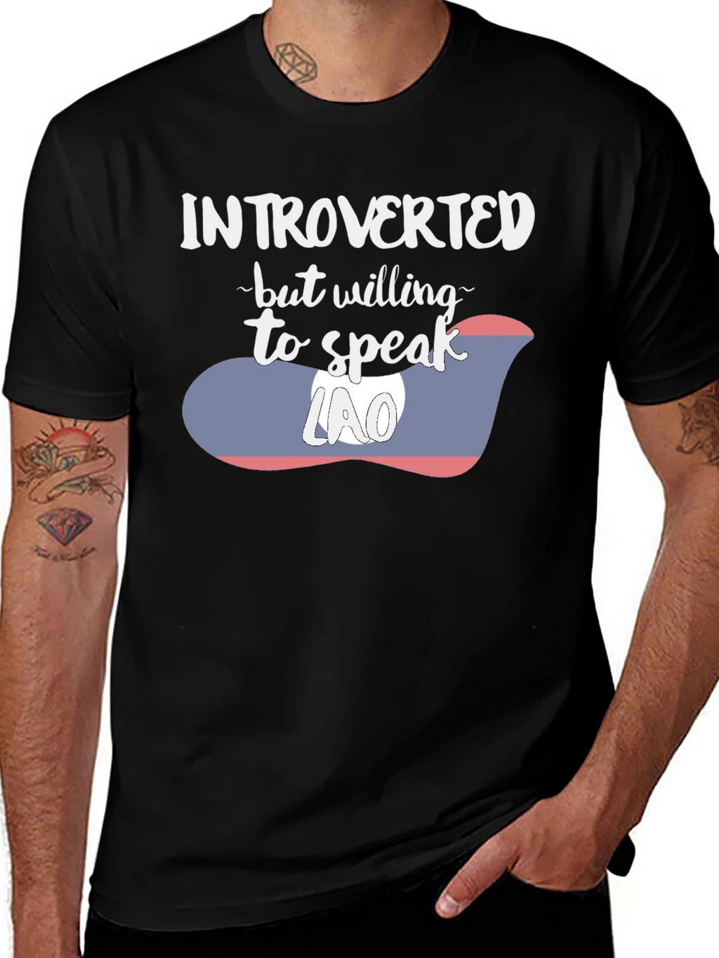 Introverted Lao Flag Graphic Tee