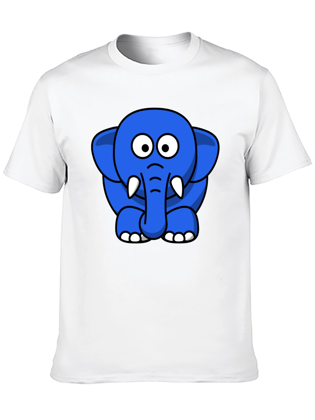 Blue Elephant Cartoon Graphic T-Shirt