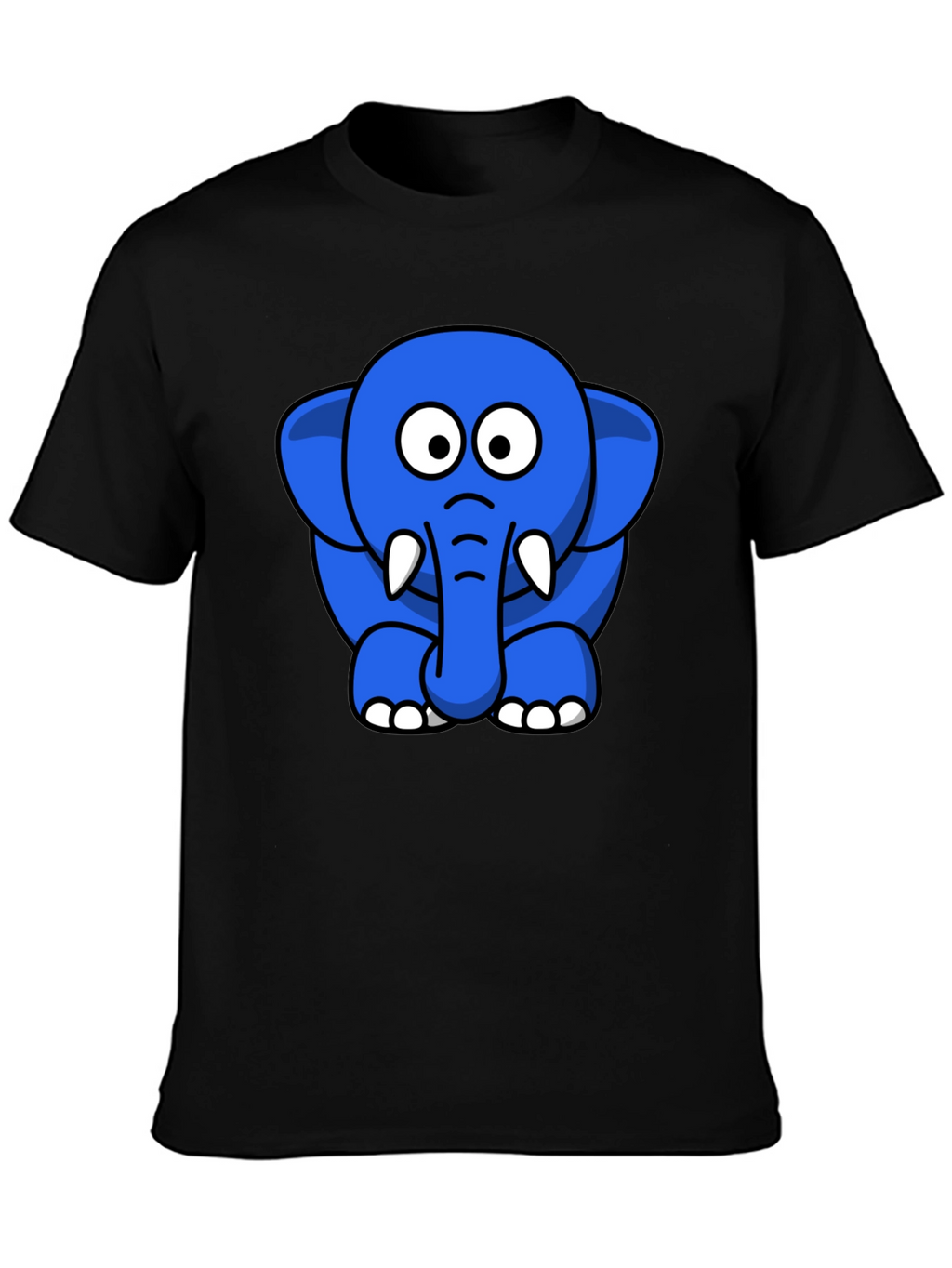 Blue Elephant Cartoon Graphic T-Shirt