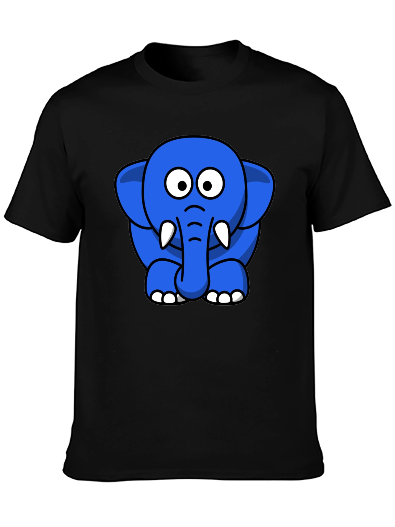 Blue Elephant Cartoon Graphic T-Shirt