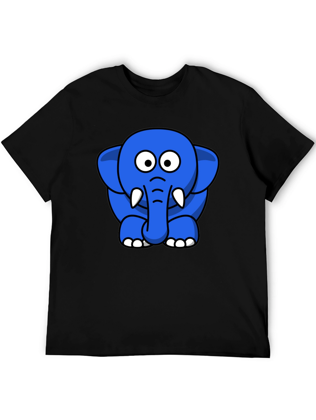 Blue Elephant Cartoon Graphic T-Shirt