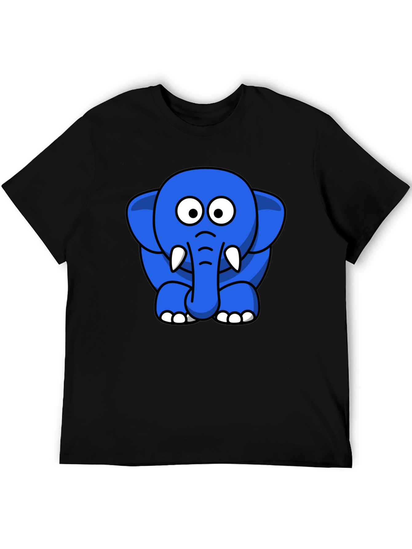 Blue Elephant Cartoon Graphic T-Shirt