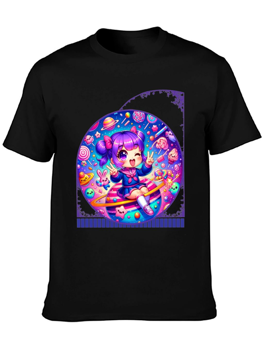 Kawaii Anime Girl on Planet T-Shirt