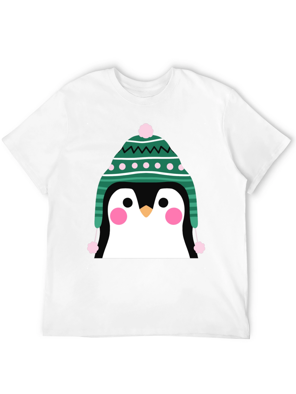 Penguin Winter Hat Graphic Tee - Cute Holiday T-Shirt