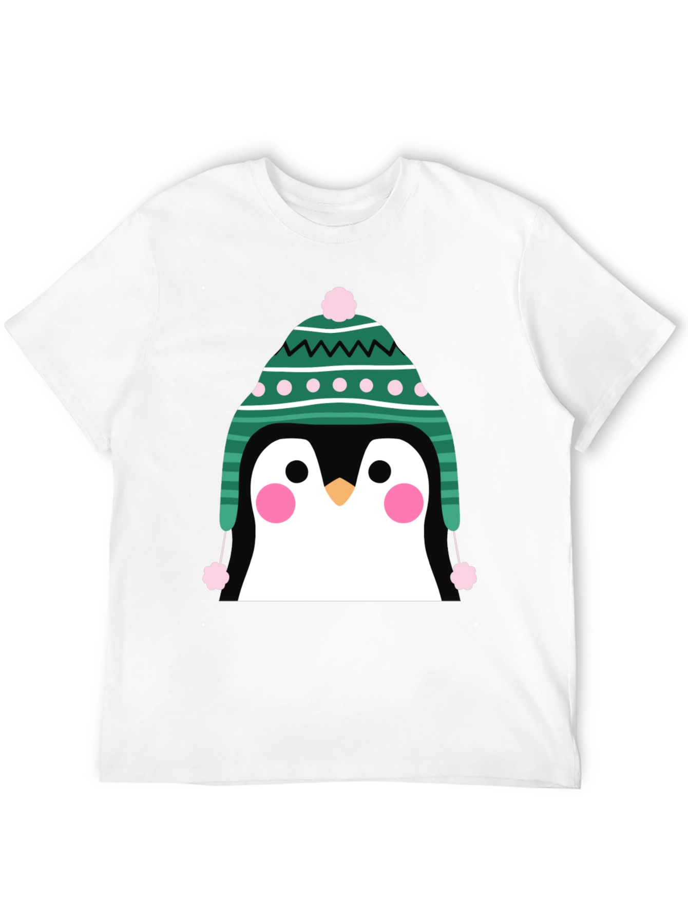 Penguin Winter Hat Graphic Tee - Cute Holiday T-Shirt