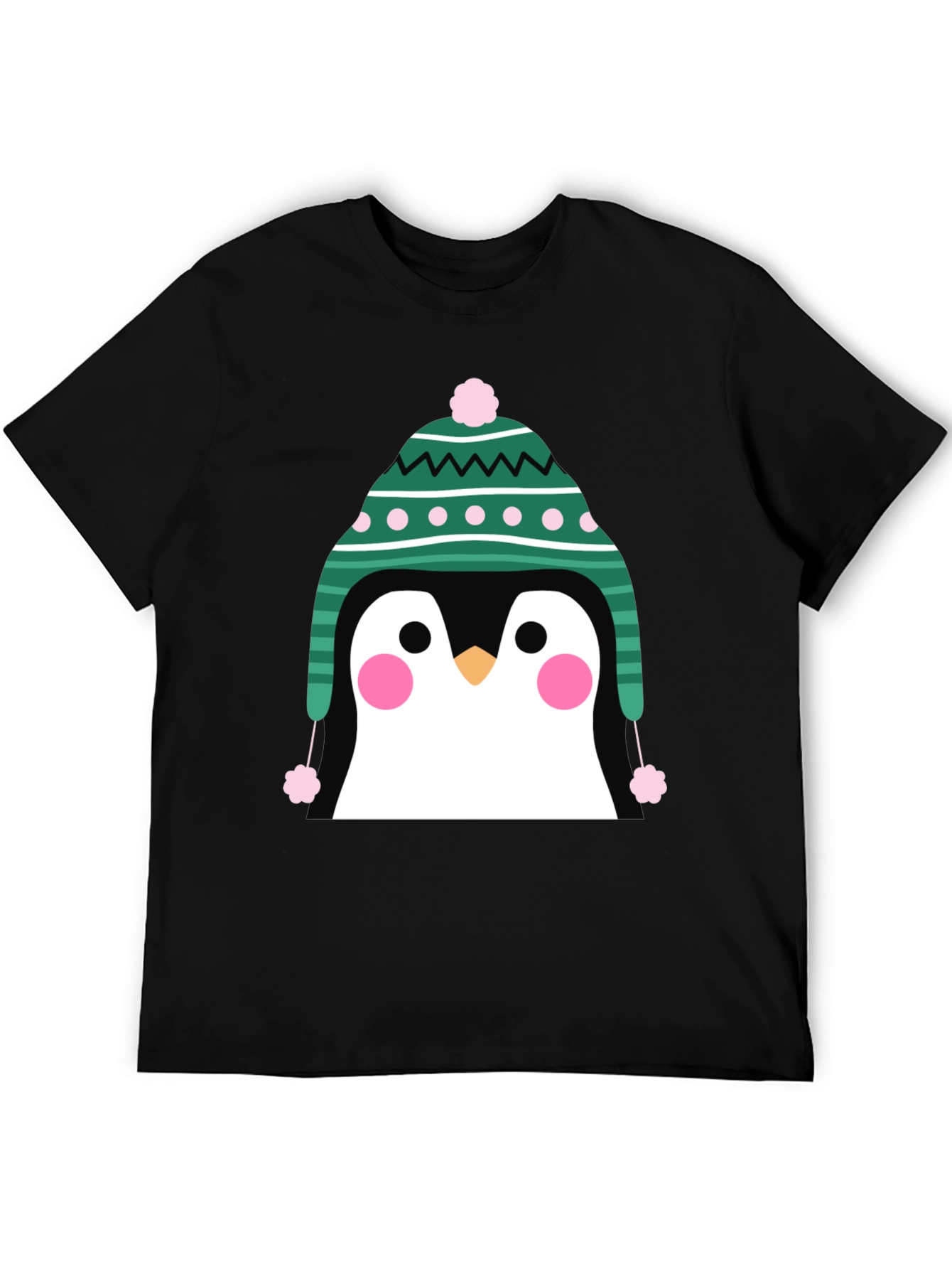 Penguin Winter Hat Graphic Tee - Cute Holiday T-Shirt