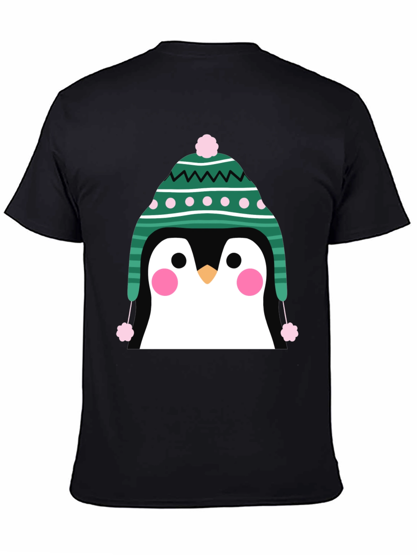 Penguin Winter Hat Graphic Tee - Cute Holiday T-Shirt