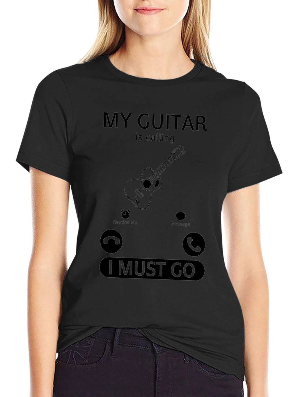 My Guitar Is Calling Black T-Shirt