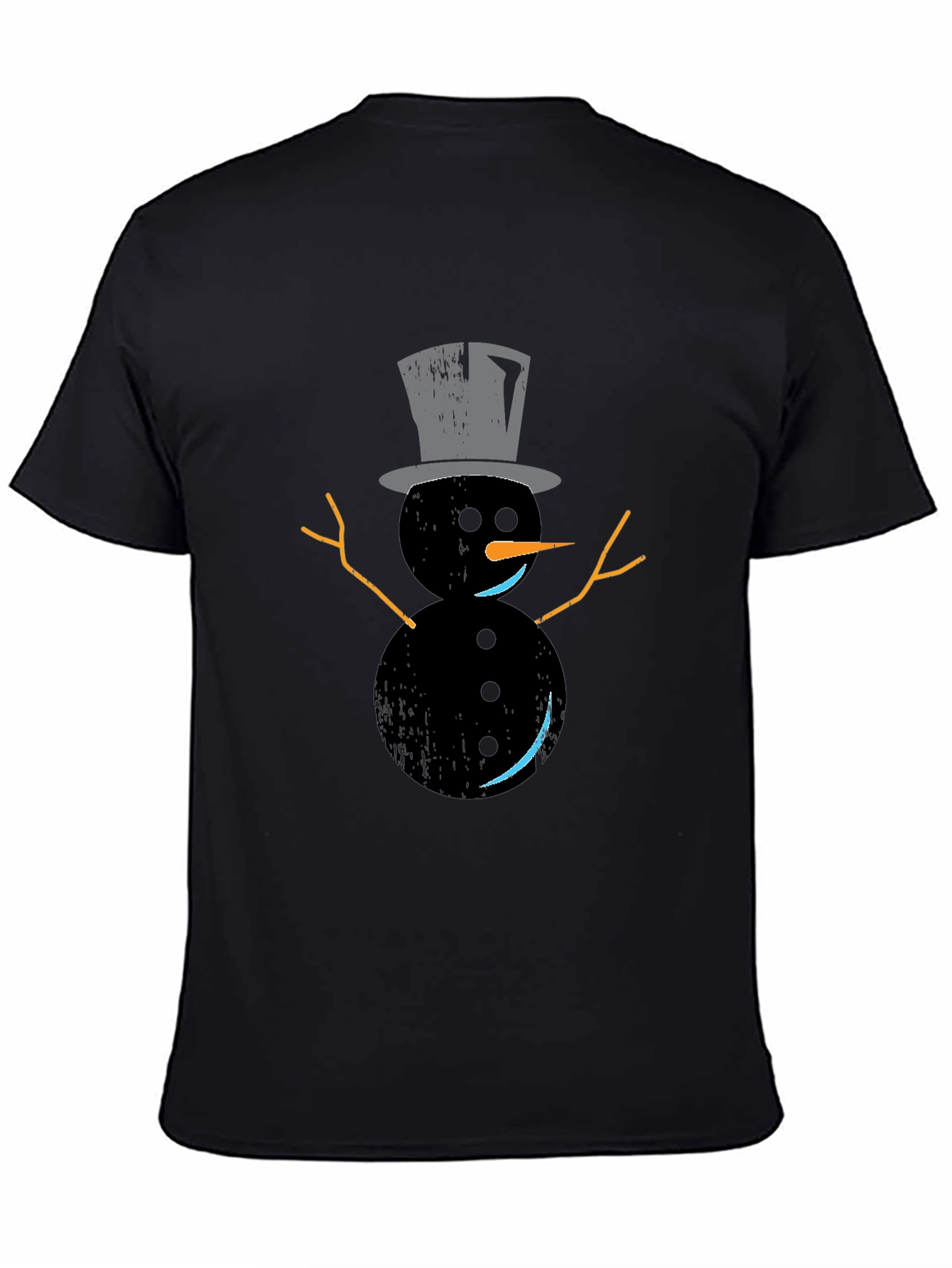 Snowman Graphic Tee - Black Holiday Shirt