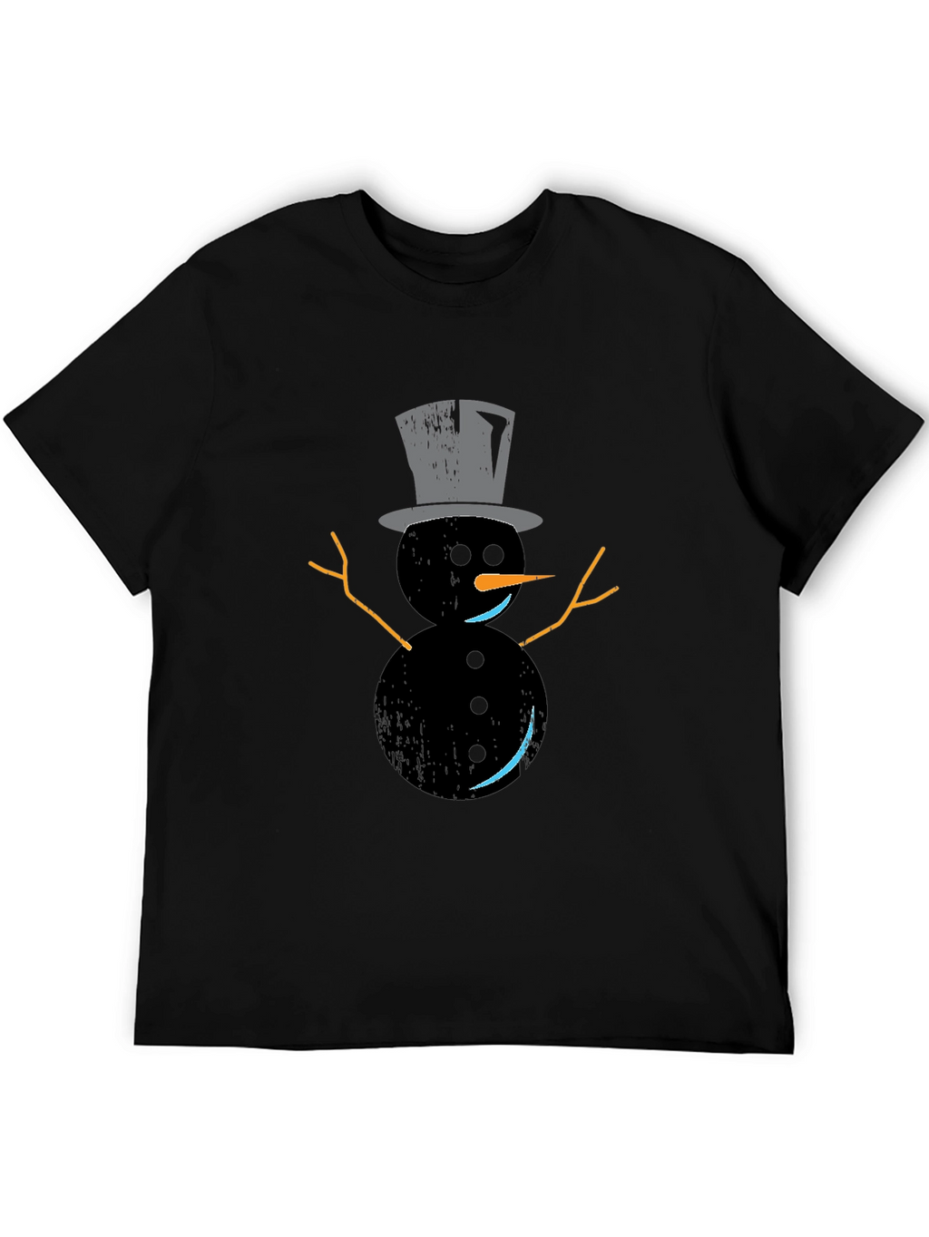 Snowman Graphic Tee - Black Holiday Shirt