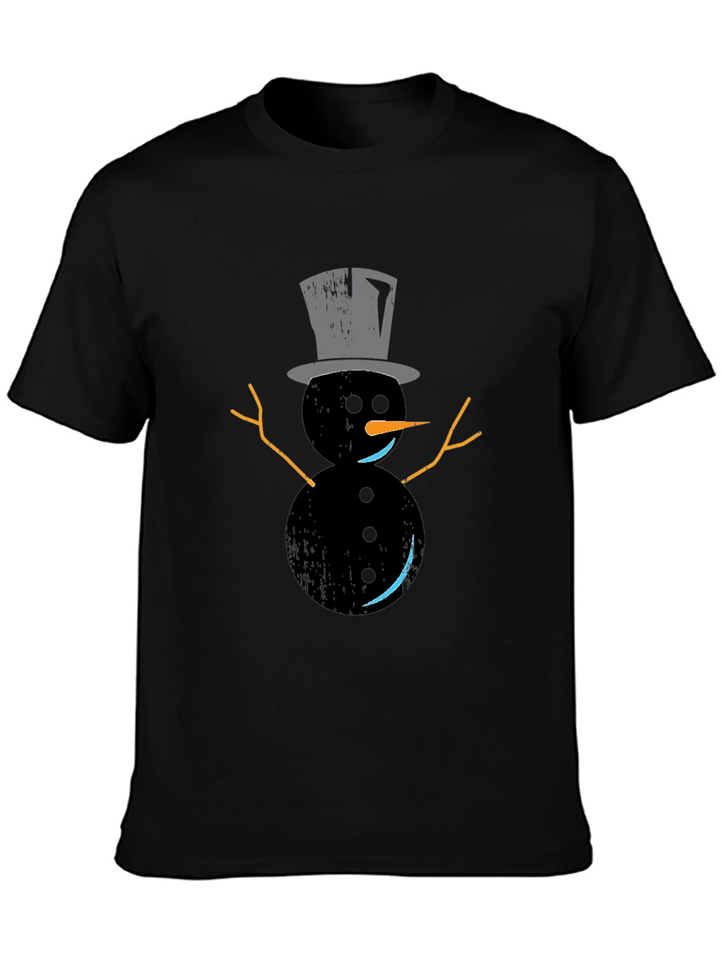 Snowman Graphic Tee - Black Holiday Shirt