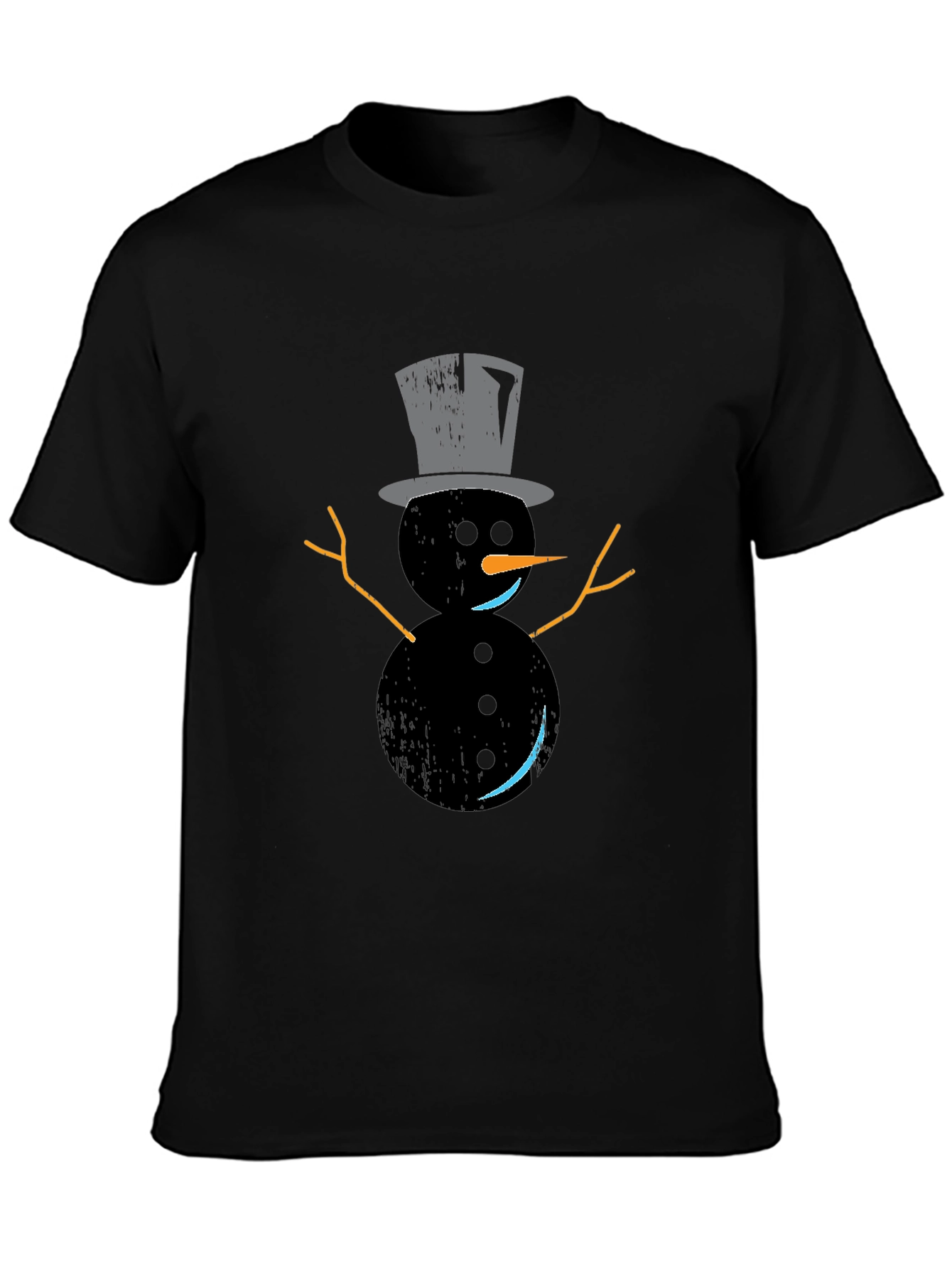 Snowman Graphic Tee - Black Holiday Shirt