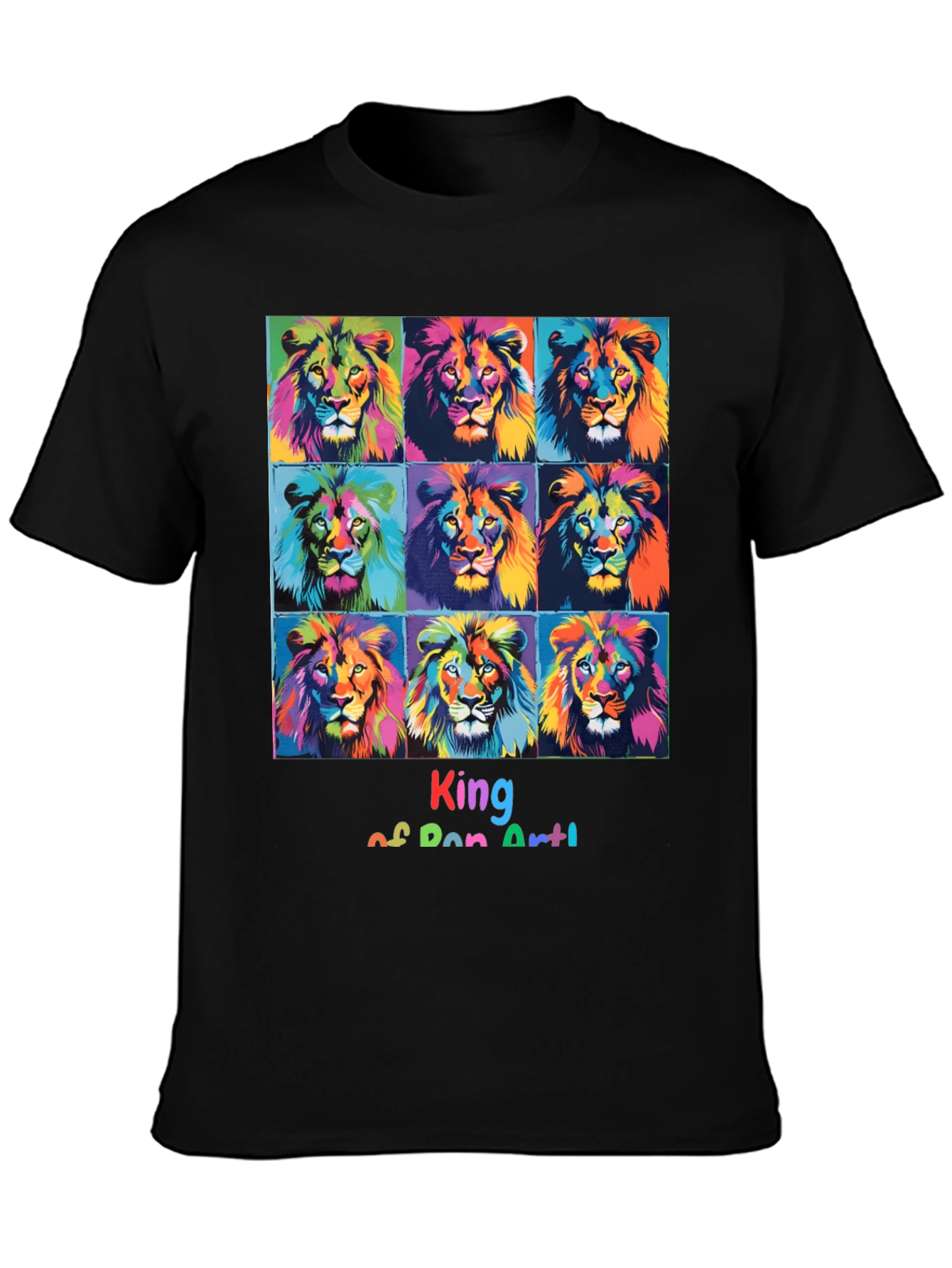 King of Pop Art Lion Graphic Tee - Bold Style