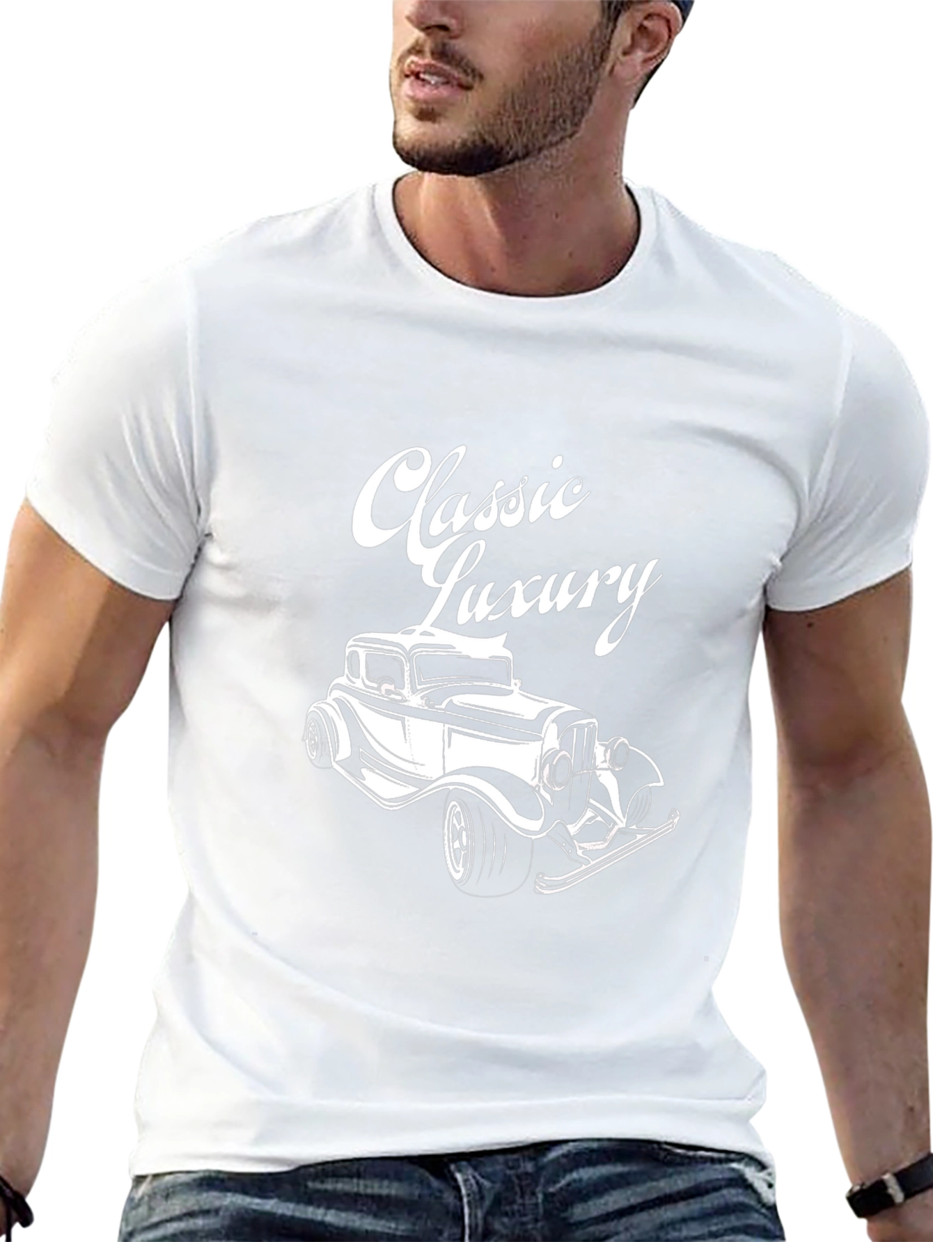 Classic Luxury Car Graphic T-Shirt - Stylish Black Tee