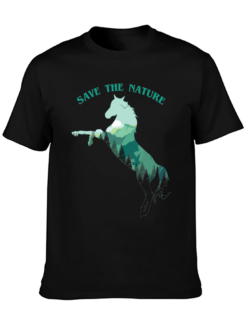 Save the Nature Horse Graphic Tee - Black