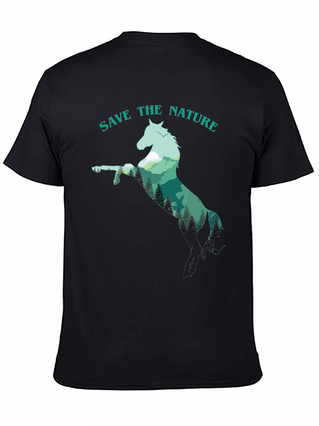 Save the Nature Horse Graphic Tee - Black