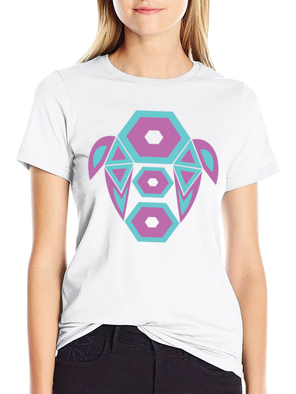 Abstract Turtle Graphic Tee - Black Cotton