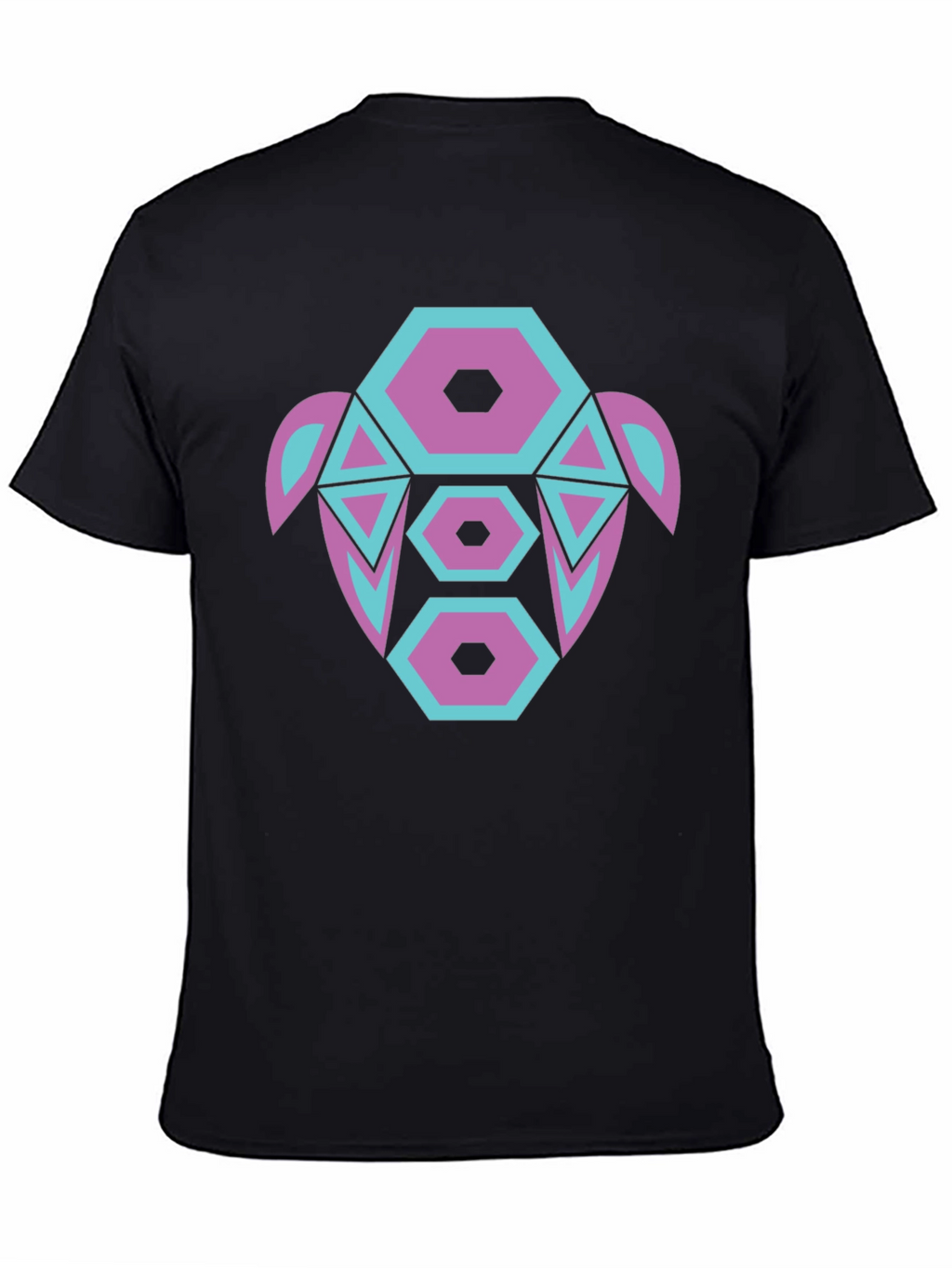 Abstract Turtle Graphic Tee - Black Cotton