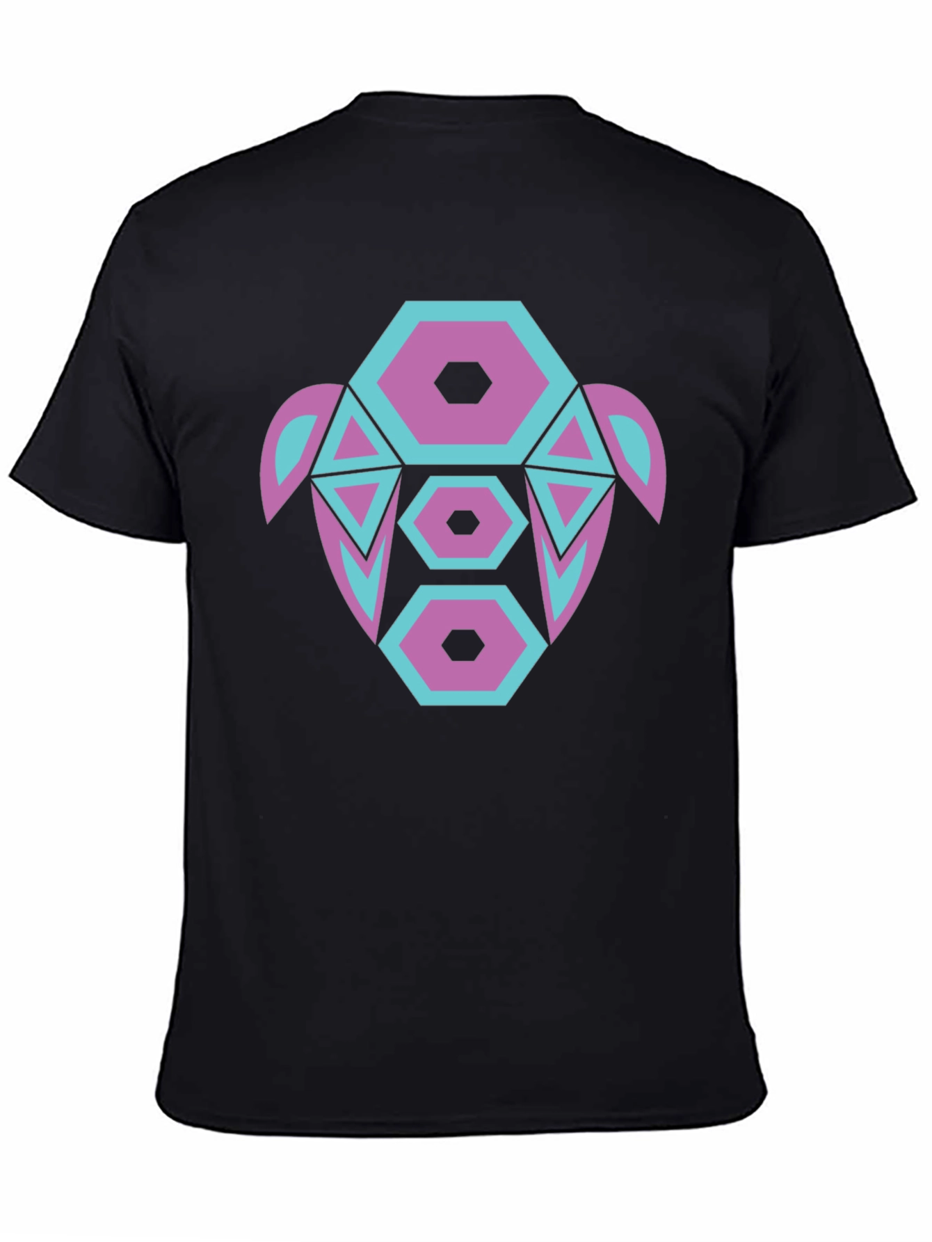 Abstract Turtle Graphic Tee - Black Cotton