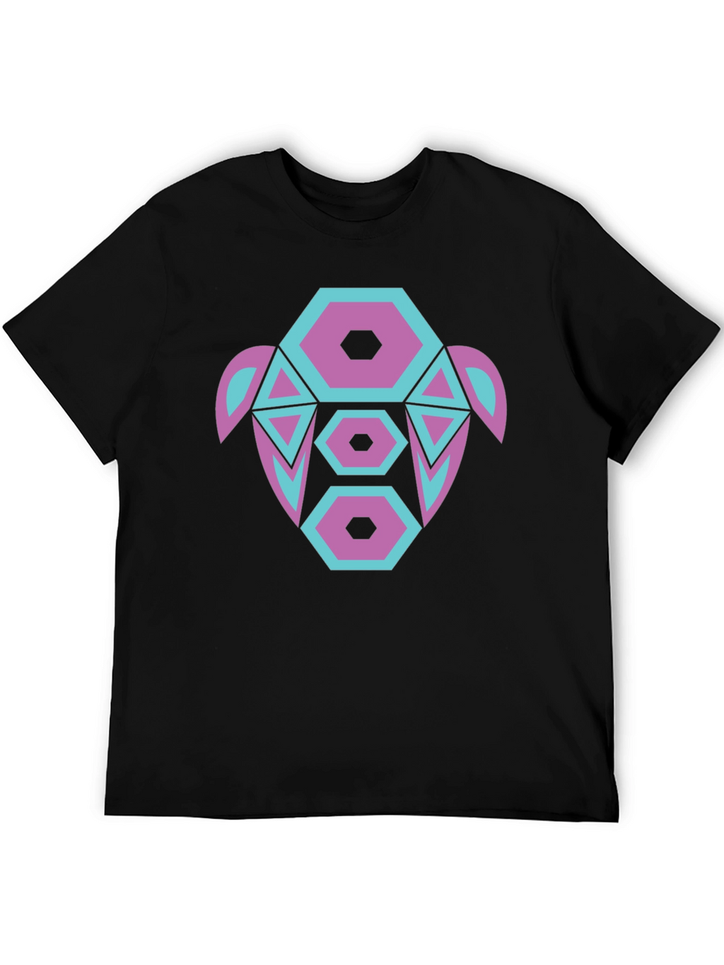 Abstract Turtle Graphic Tee - Black Cotton