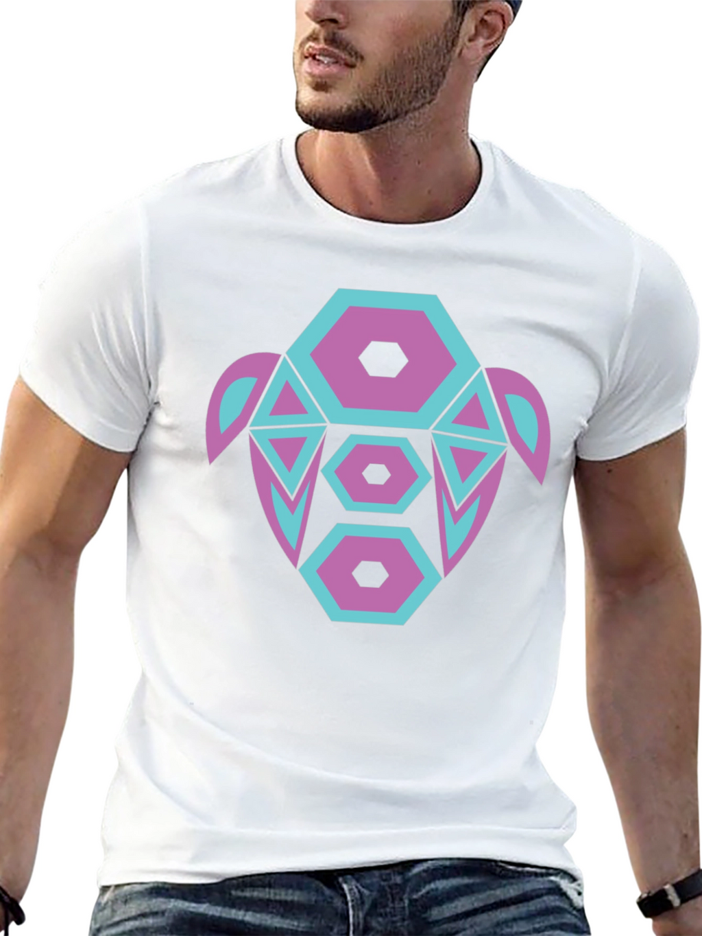 Abstract Turtle Graphic Tee - Black Cotton