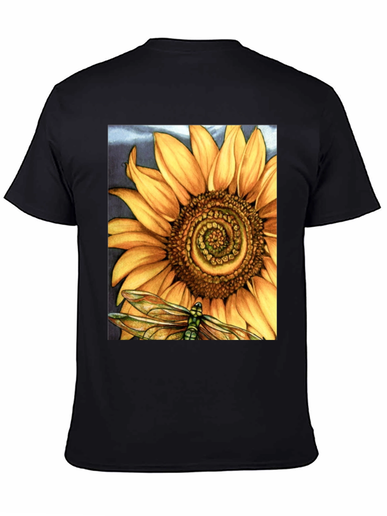 Sunflower Dragonfly Graphic Print T-Shirt