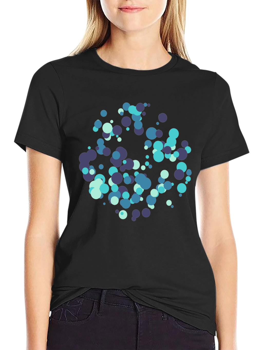 Modern Circles Graphic Black T-Shirt