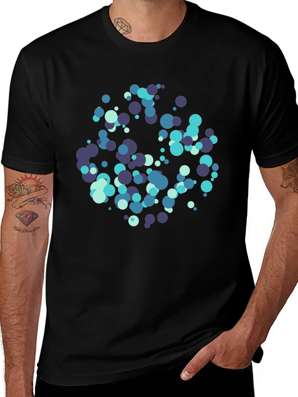 Modern Circles Graphic Black T-Shirt