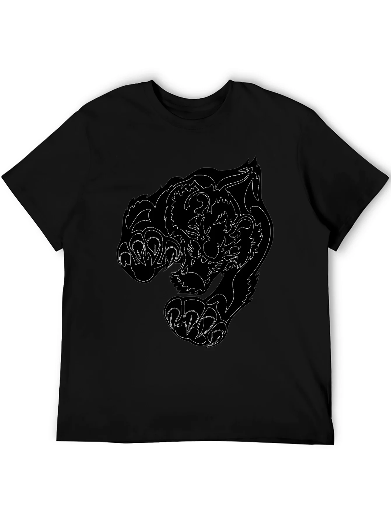 Black Tee with Fierce Tiger Graphic