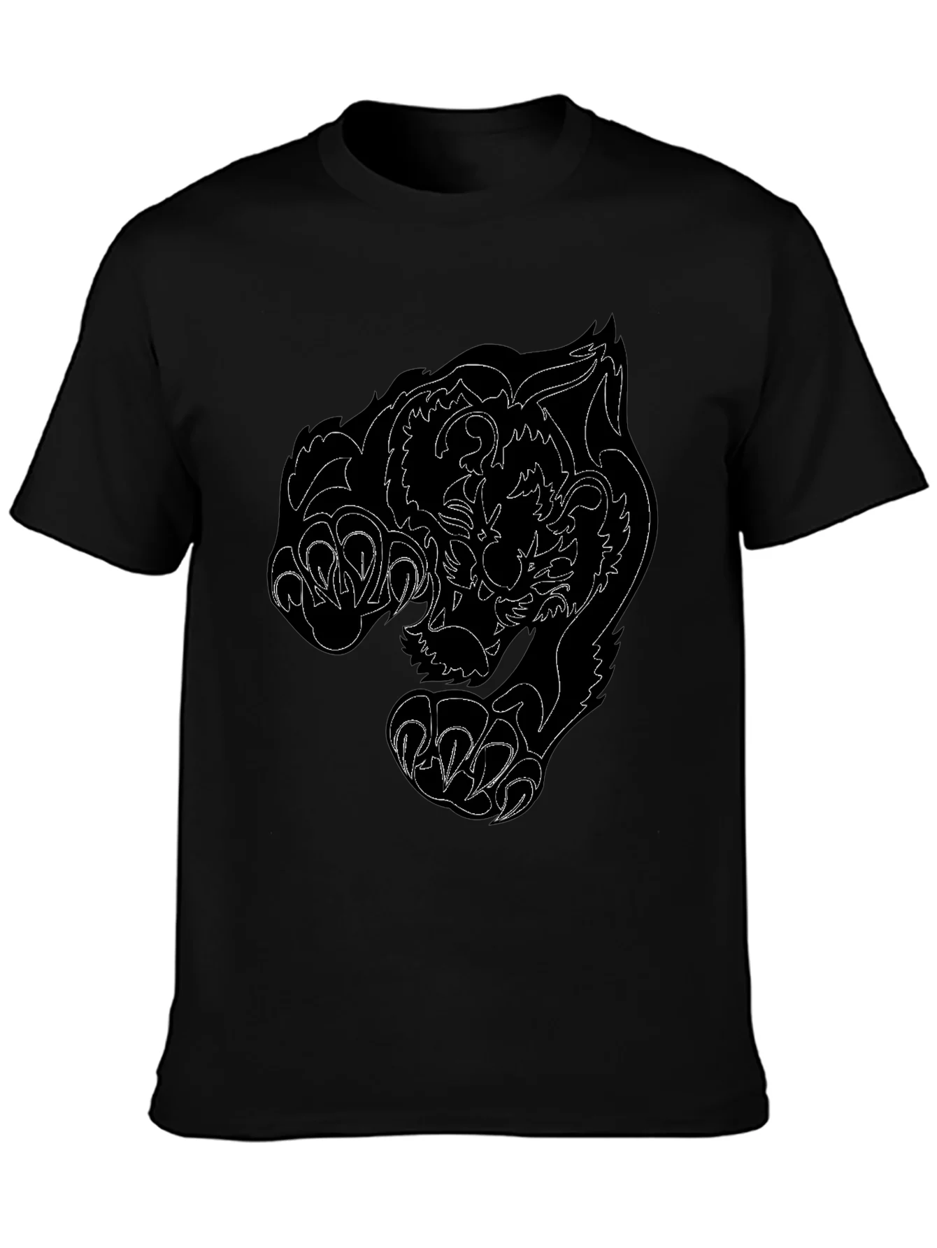 Black Tee with Fierce Tiger Graphic