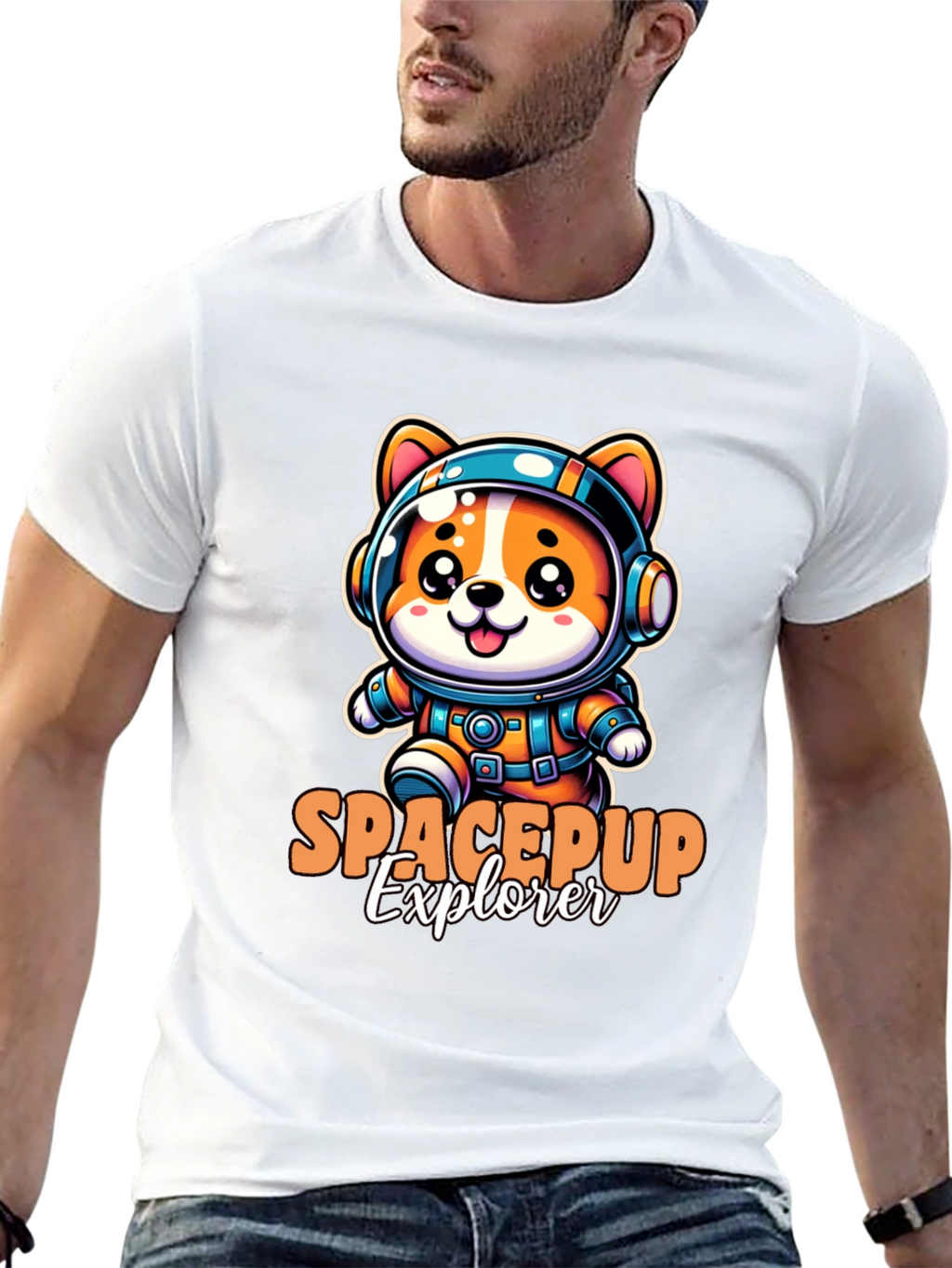 Space Pup Explorer Black T-Shirt