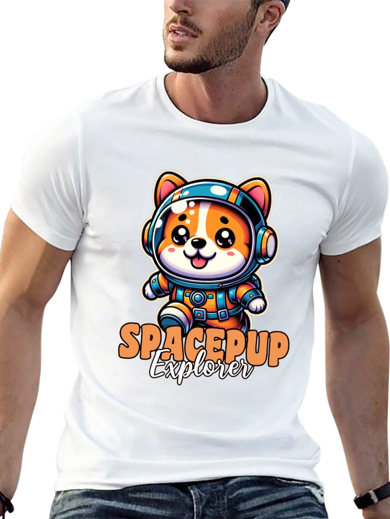 Space Pup Explorer Black T-Shirt