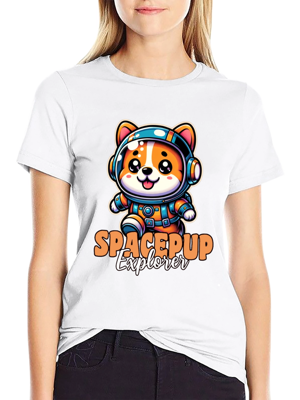 Space Pup Explorer Black T-Shirt