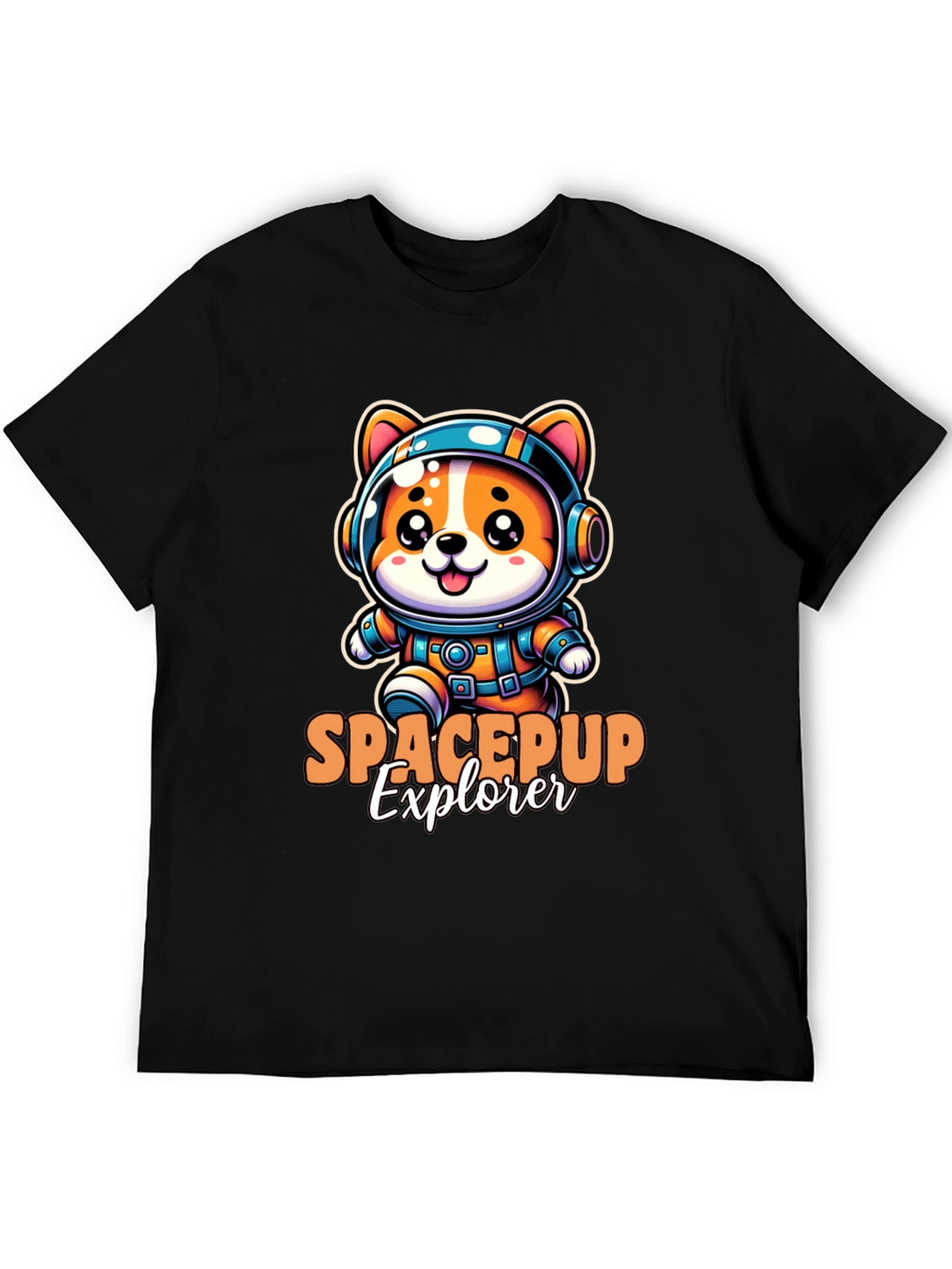 Space Pup Explorer Black T-Shirt